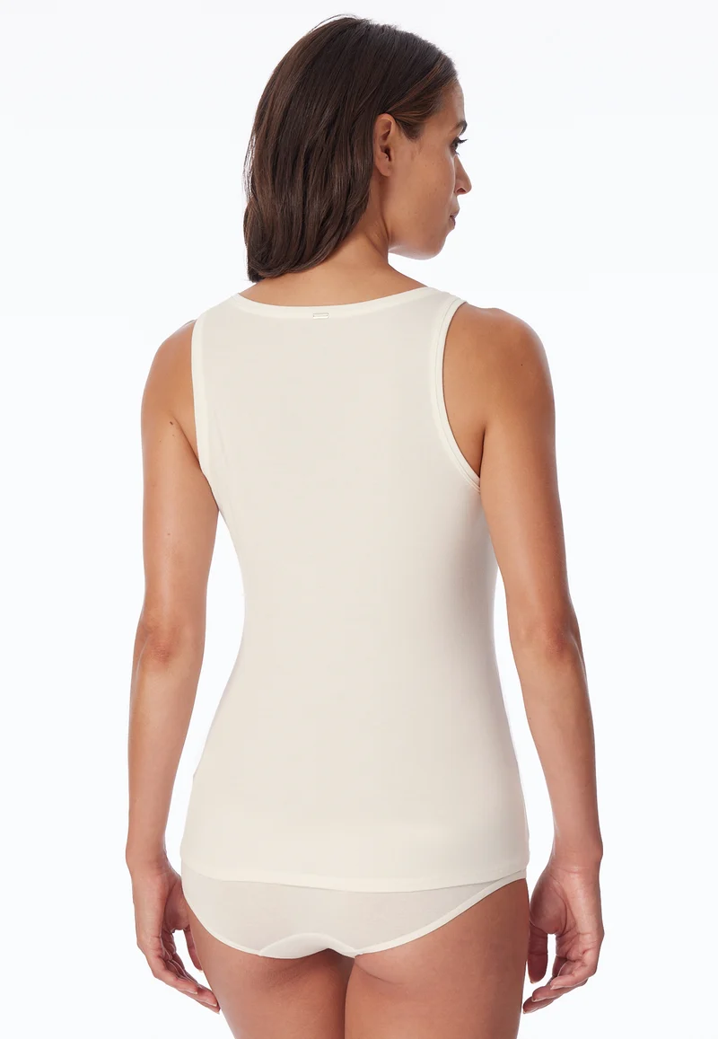 Tank Top Feinripp V-Ausschnitt Weiss - Naturschönheit