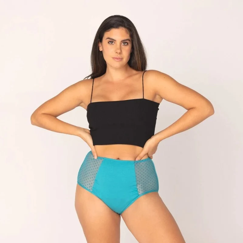 Taille Haute Menstruelle Cyan SPLENDEA Flux Abondant