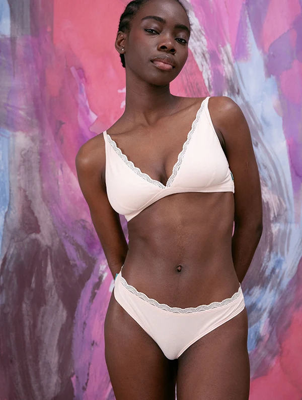 Tanga Mariana - Coton Bio - Pink-Ivory