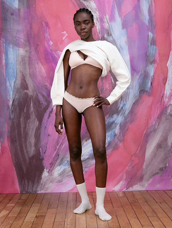 Tanga Mariana - Coton Bio - Pink-Ivory