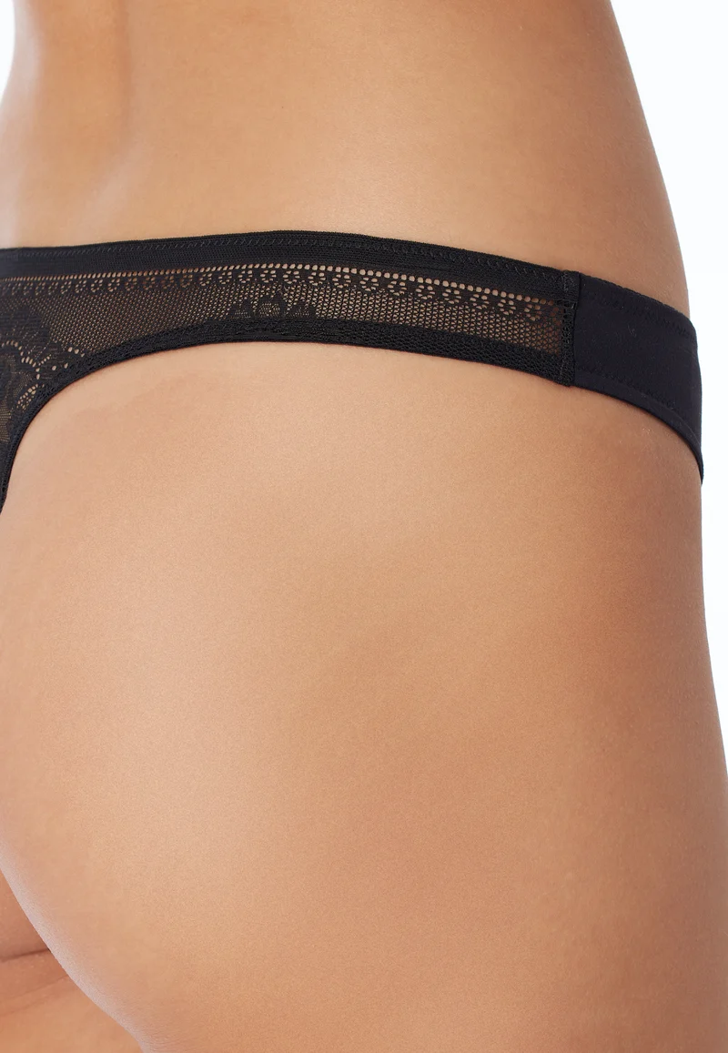 String mit Spitze Schwarz - Invisible Lace