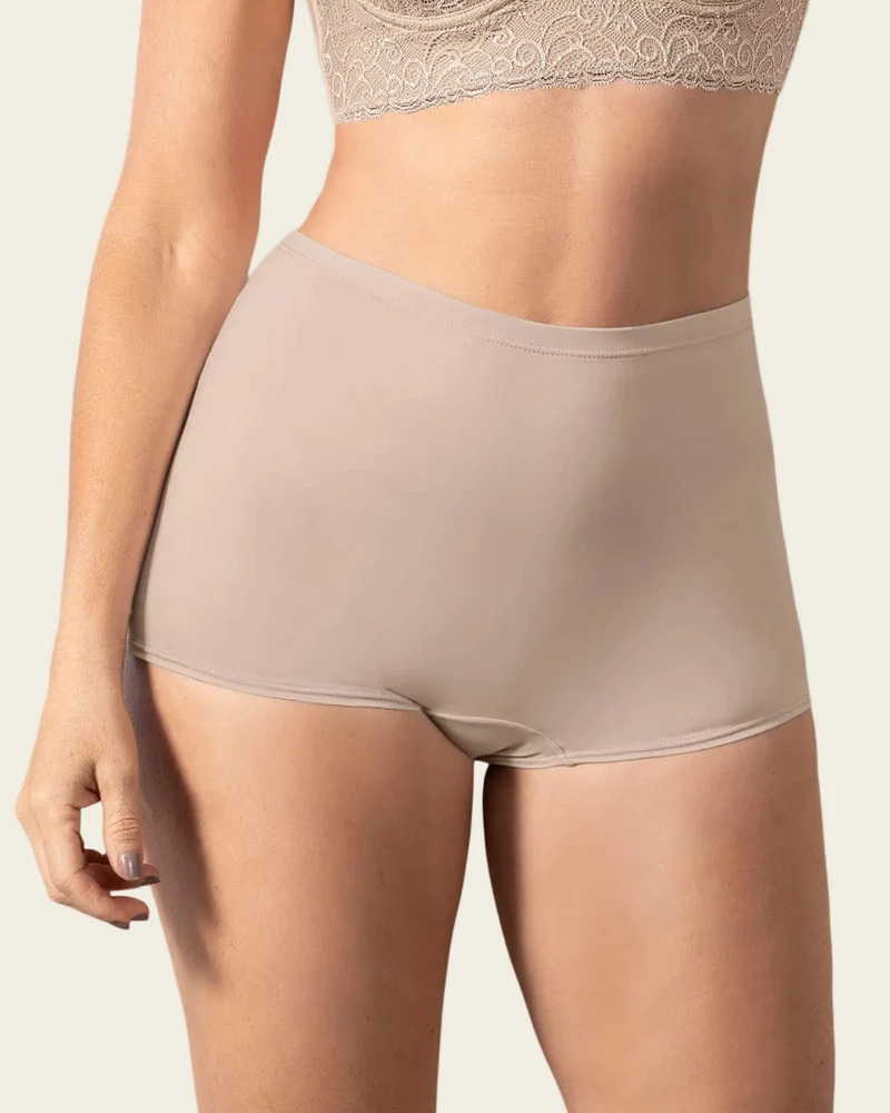 Boxer taille haute en tissu uni.