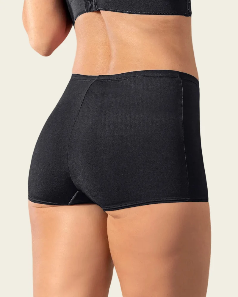 Boxer taille haute en tissu uni.