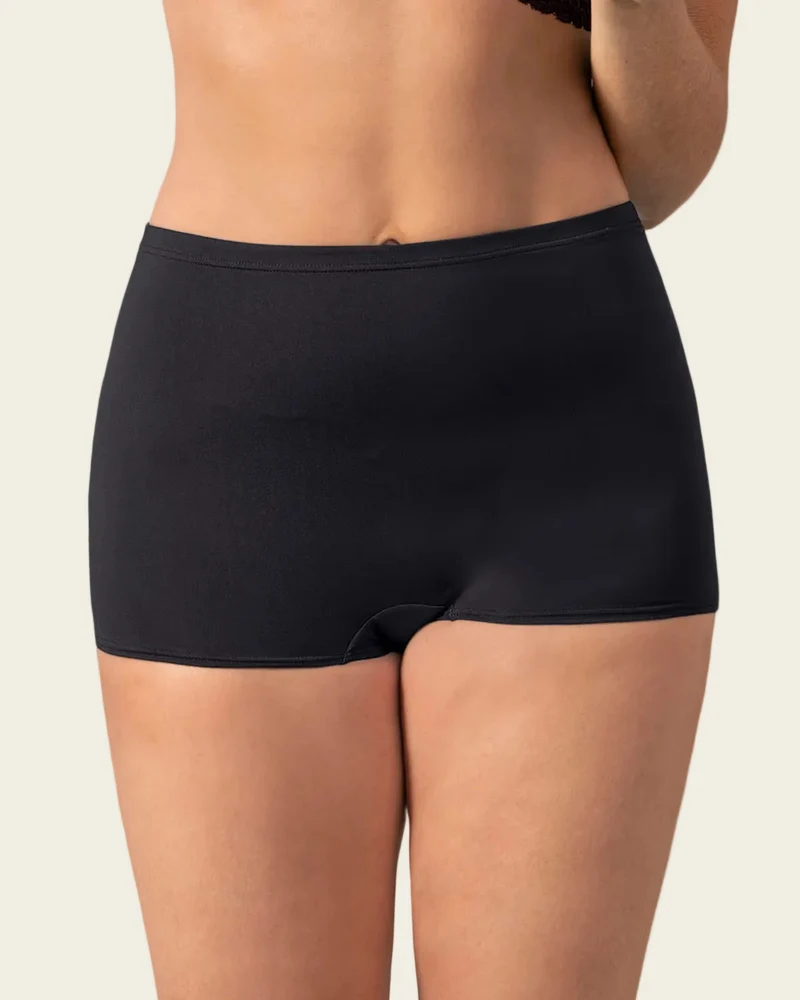 Boxer taille haute en tissu uni.