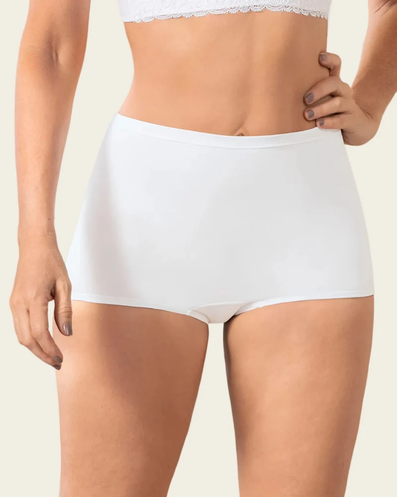 Boxer taille haute en tissu uni.
