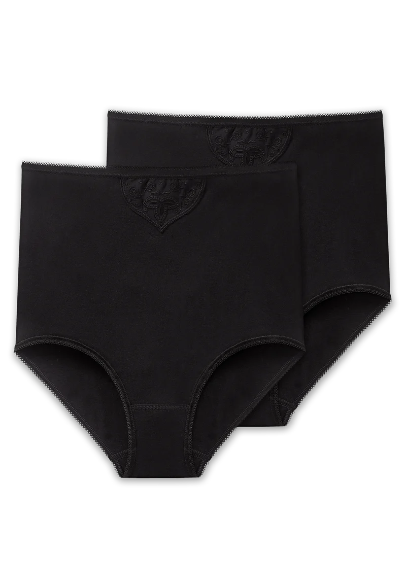 High Waist Slip Feinripp 2er-Pack Schwarz - Cotton Essentials