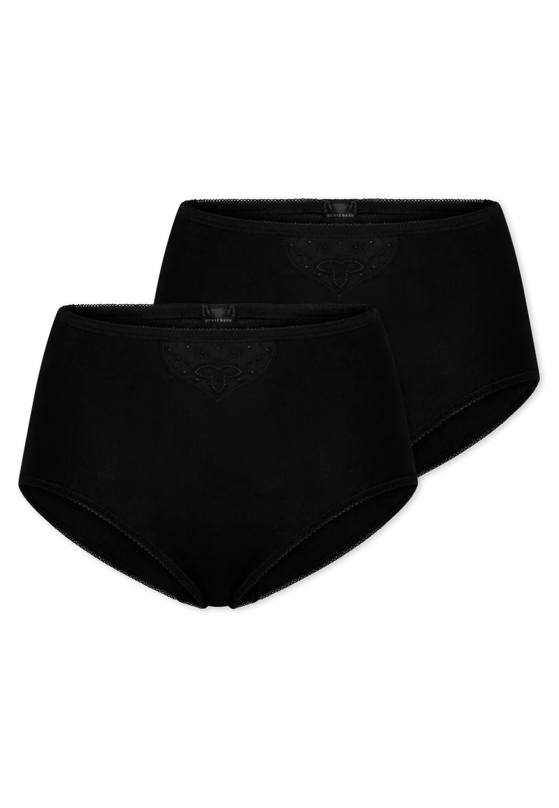 High Waist Slip Feinripp 2er-Pack Schwarz - Cotton Essentials