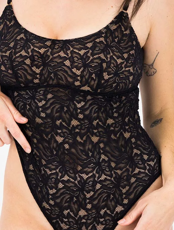 Body Yara - Dentelle Recyclée - Noir-Ebène