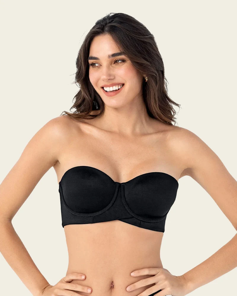 Soutien-gorge sans bretelles idéal pour les poitrines moyennes à fortes.