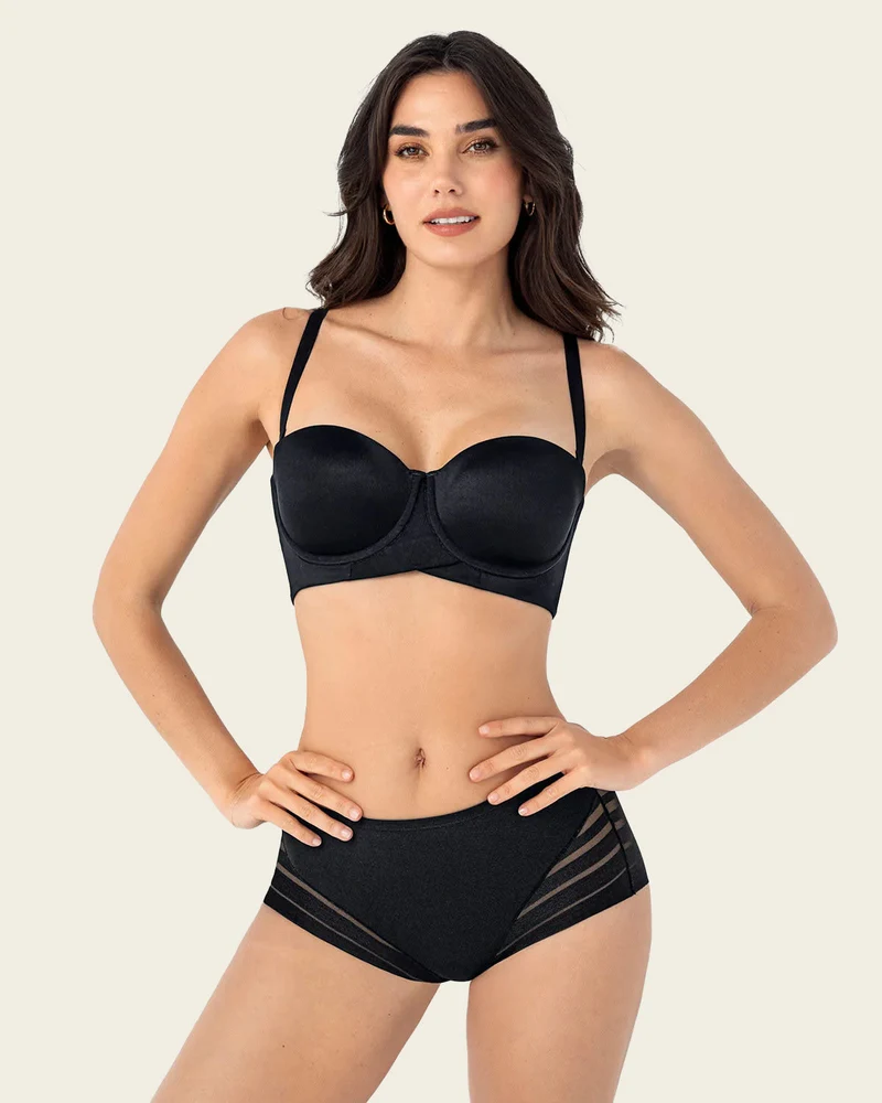 Soutien-gorge sans bretelles idéal pour les poitrines moyennes à fortes.