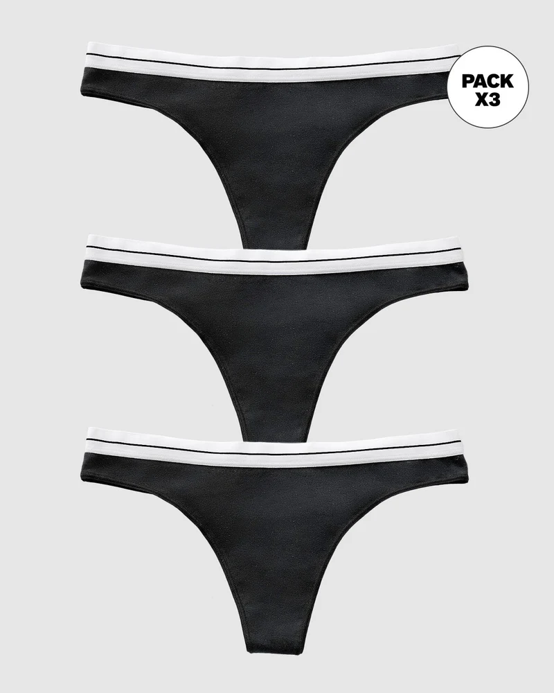 Pack de 3 culottes brésiliennes en coton avec taille élastique douce