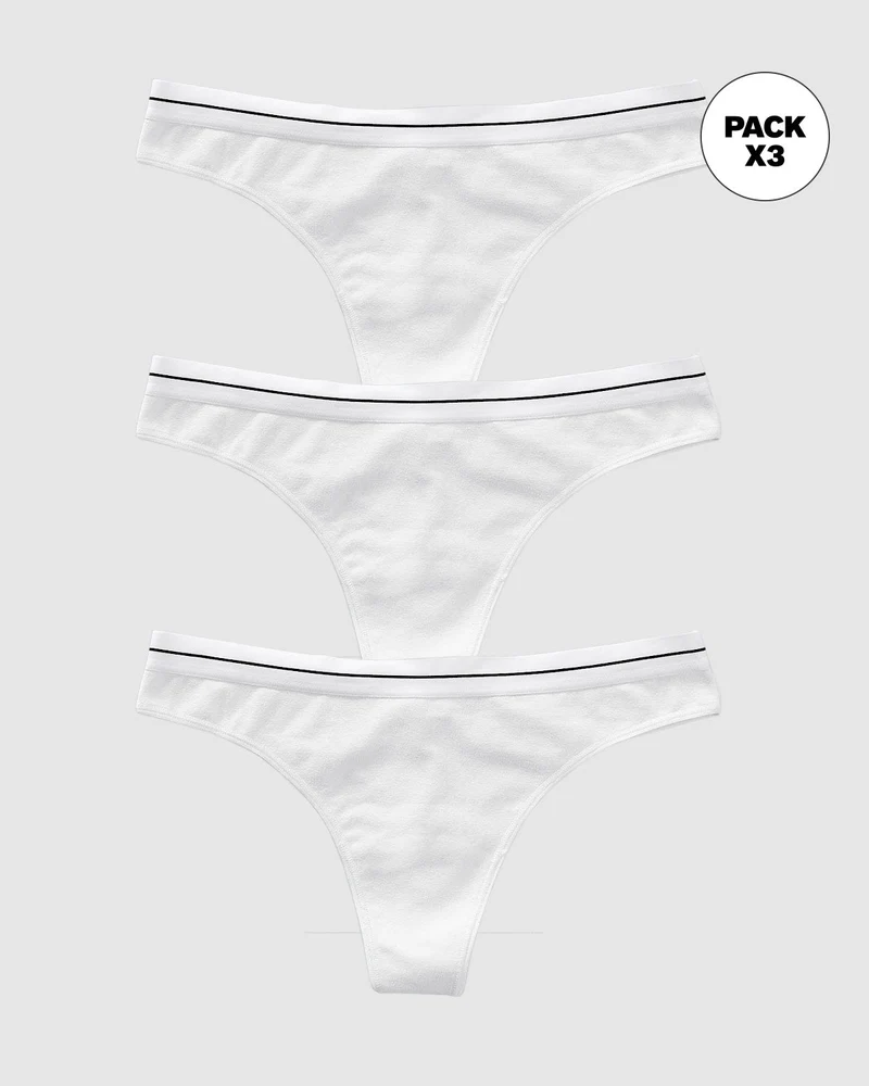 Pack de 3 culottes brésiliennes en coton avec taille élastique douce