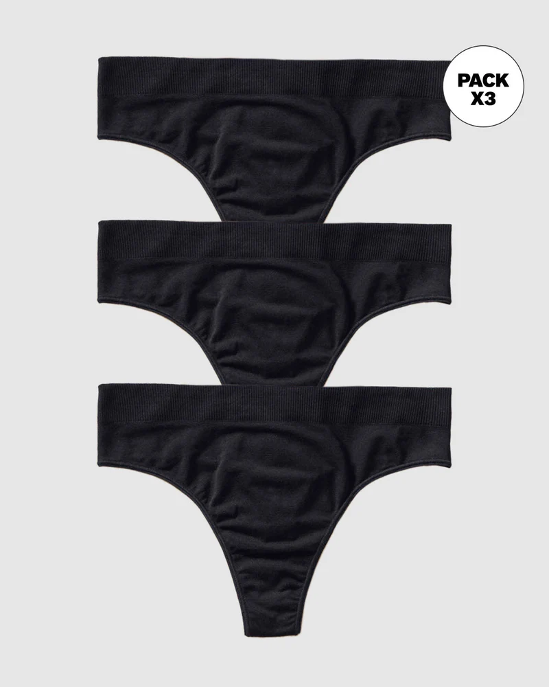 Pack de 3 culottes brésiliennes taille haute sans coutures au toucher ultra doux