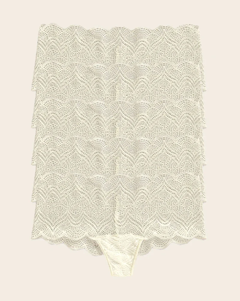 Pack de 5 culottes coquines en dentelle avec transparences et bords arrondis