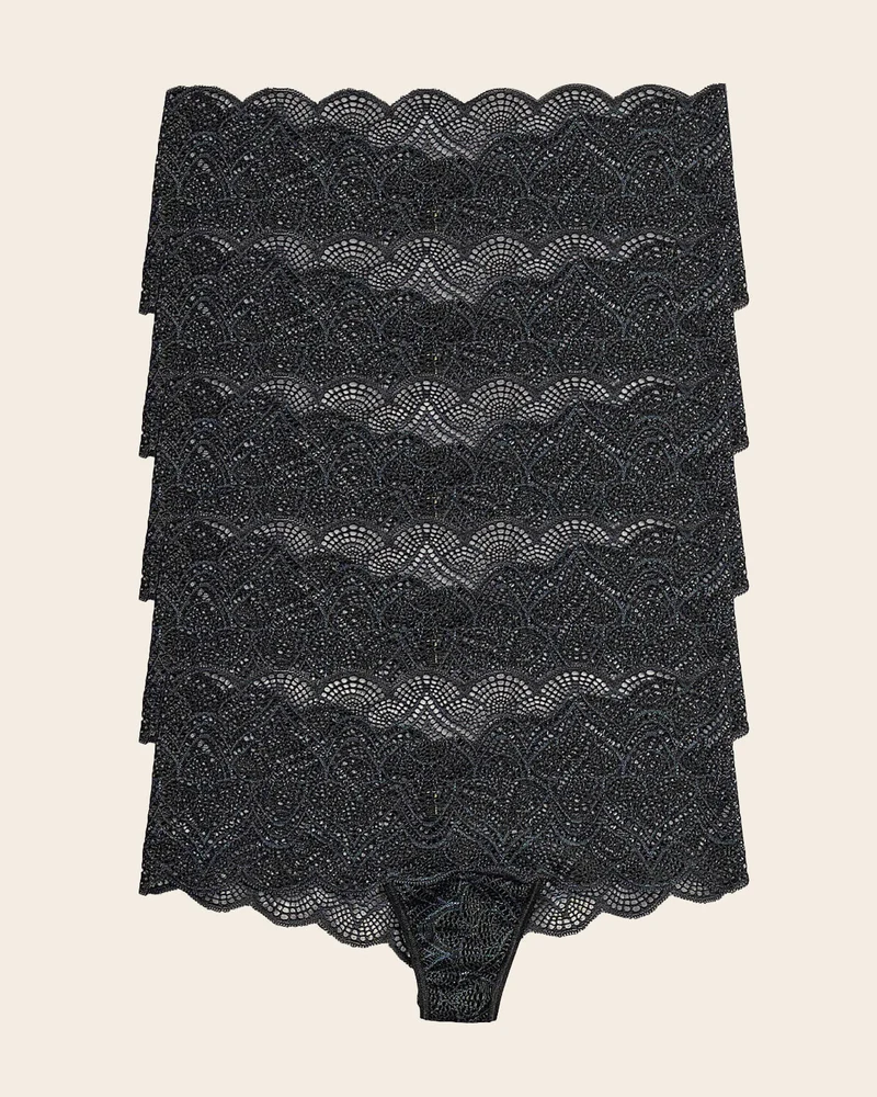 Pack de 5 culottes coquines en dentelle avec transparences et bords arrondis