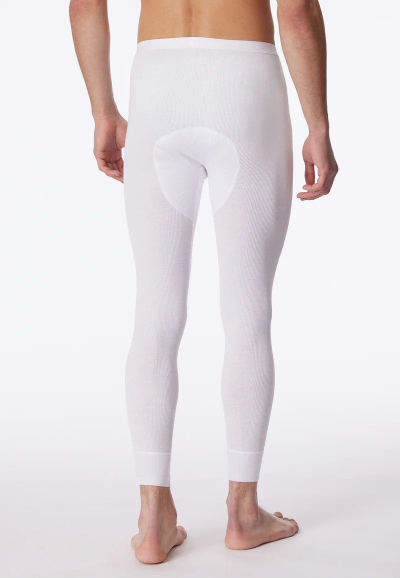 Unterhose lang Doppelripp mit Eingriff Weiss - Original Doppelripp