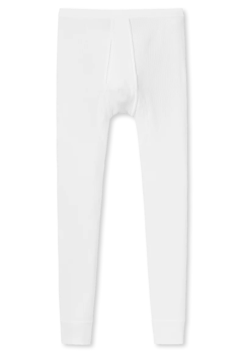 Unterhose lang Doppelripp mit Eingriff Weiss - Original Doppelripp