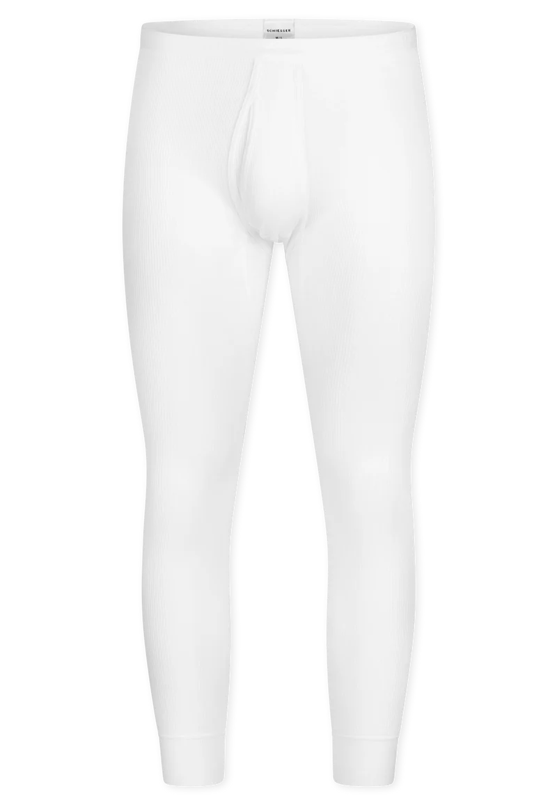 Unterhose lang Doppelripp mit Eingriff Weiss - Original Doppelripp