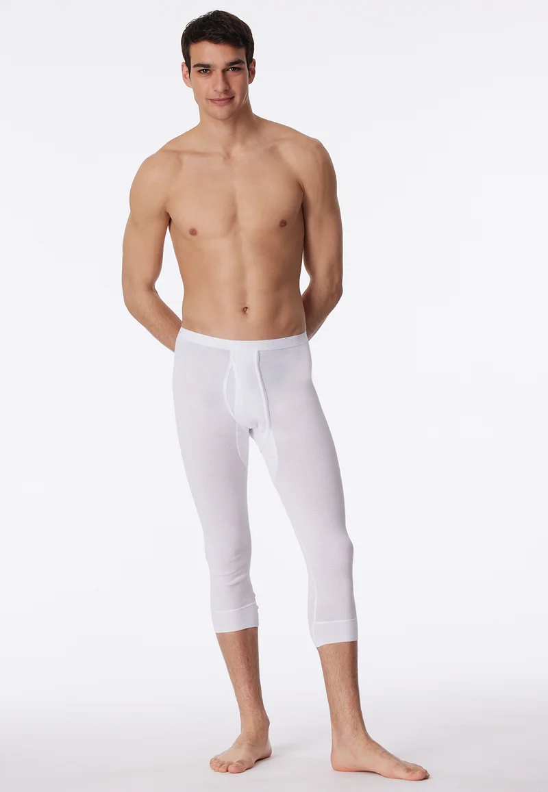 Unterhose 3/4-lang Doppelripp Weiss - Original Doppelripp