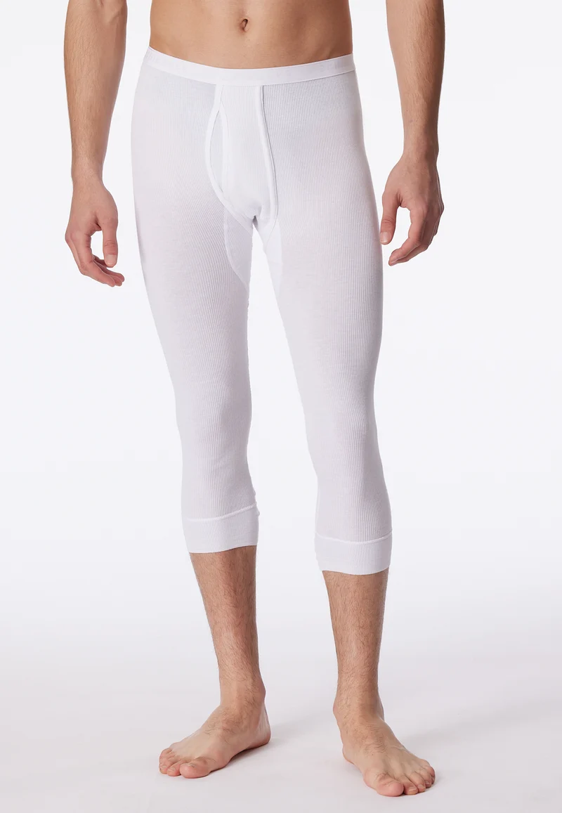 Unterhose 3/4-lang Doppelripp Weiss - Original Doppelripp