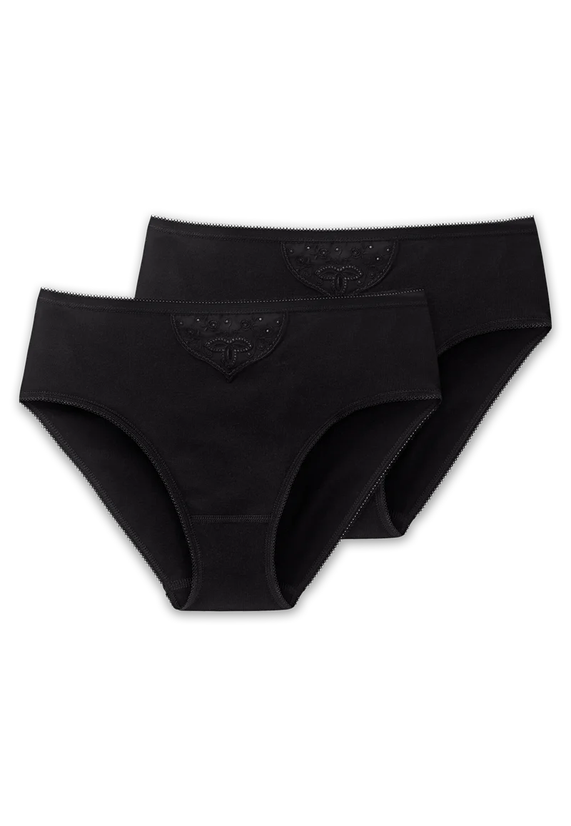 Hipster Slip Feinripp 2er-Pack Schwarz - Cotton Essentials