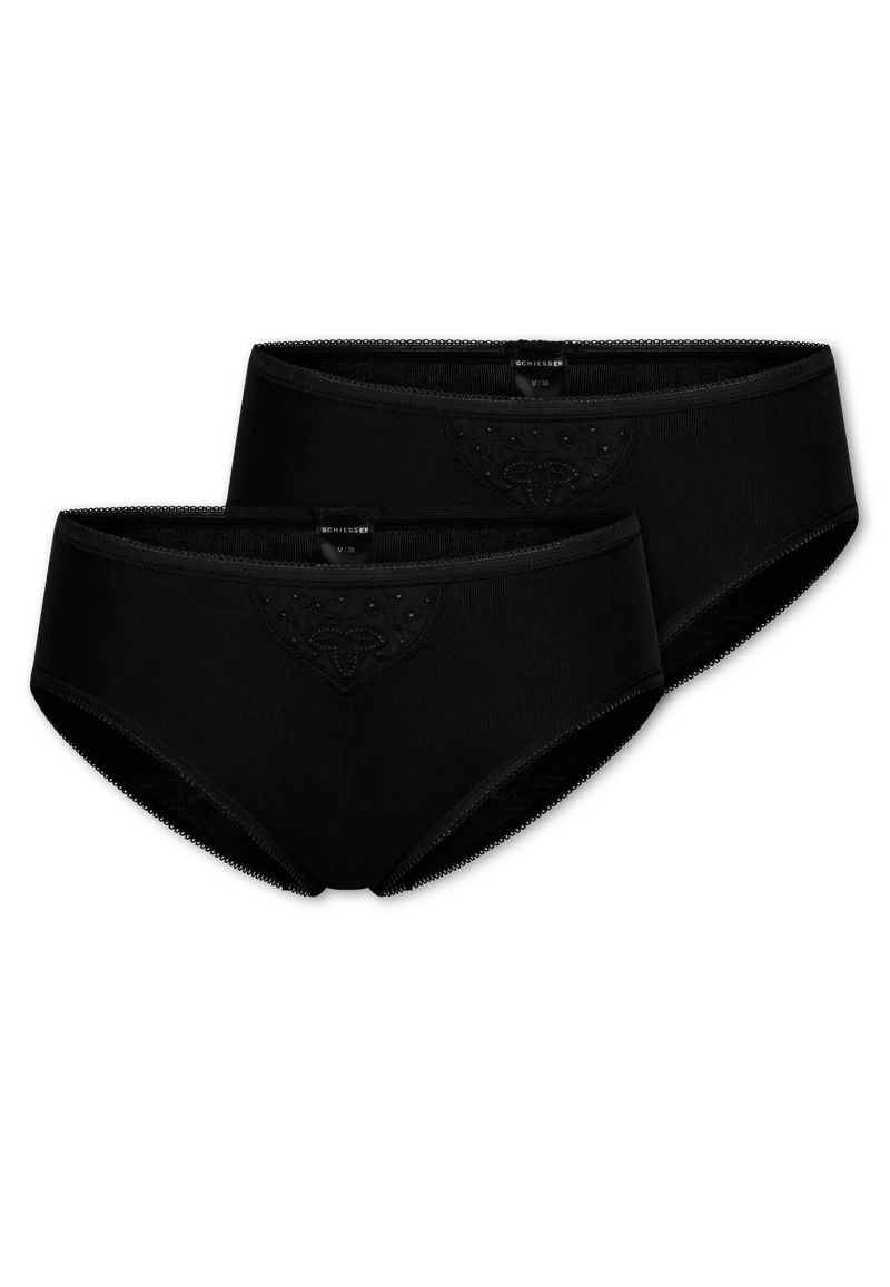 Hipster Slip Feinripp 2er-Pack Schwarz - Cotton Essentials
