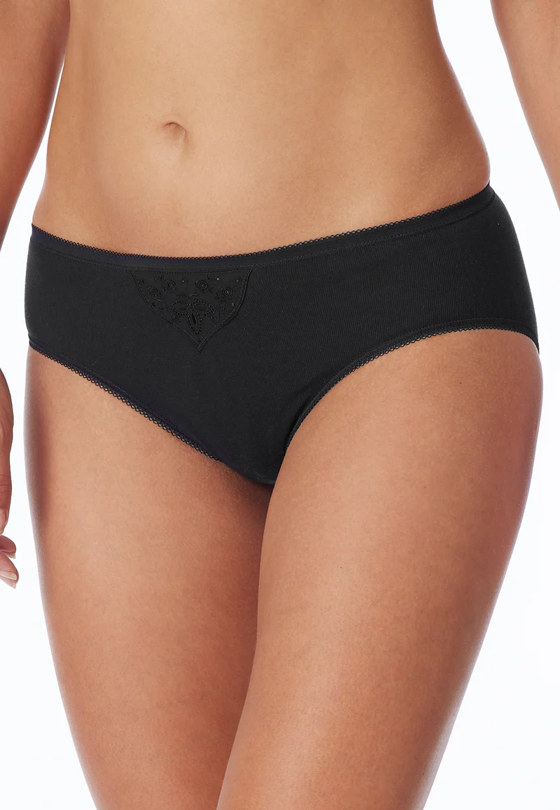 Hipster Slip Feinripp 2er-Pack Schwarz - Cotton Essentials
