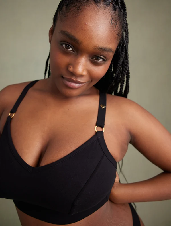 Brassière Paula++ - Coton Bio - Noir-Ebène