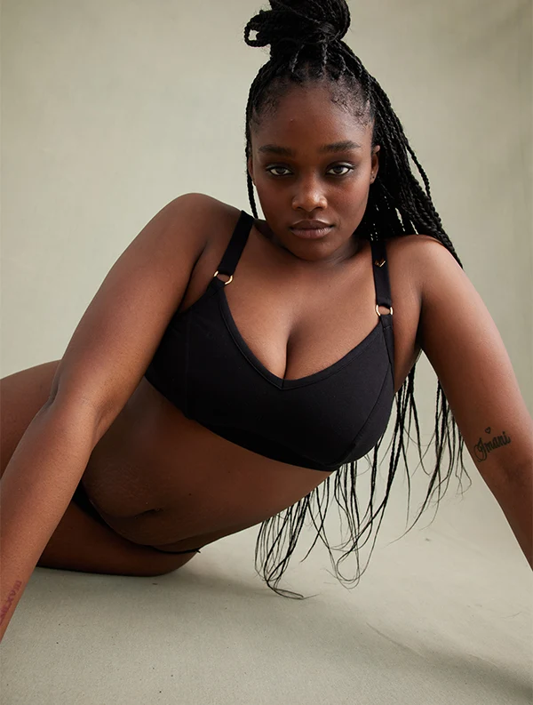 Brassière Paula++ - Coton Bio - Noir-Ebène