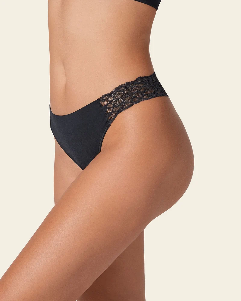 Pack de 5 culottes brésiliennes invisibles avec touches de dentelle sur les côtés