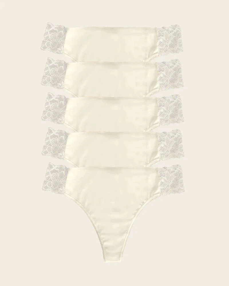 Pack de 5 culottes brésiliennes invisibles avec touches de dentelle sur les côtés