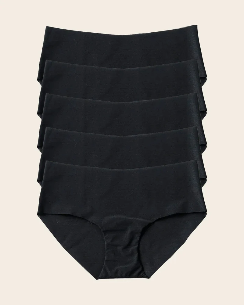 Pack de 5 culottes hipster invisibles ultra plates sans élastiques et peu de coutures