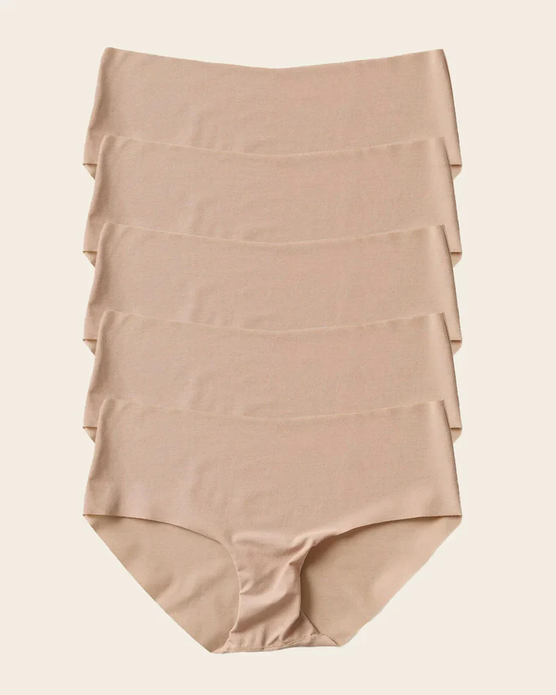 Pack de 5 culottes hipster invisibles ultra plates sans élastiques et peu de coutures