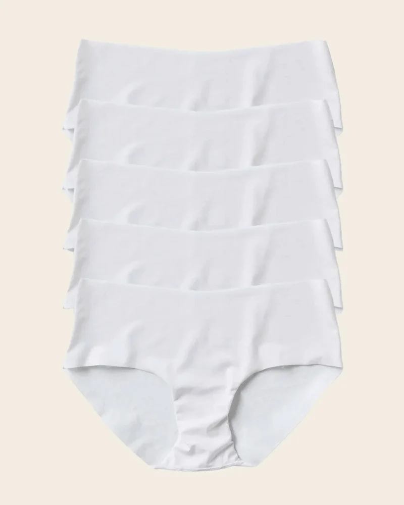 Pack de 5 culottes hipster invisibles ultra plates sans élastiques et peu de coutures