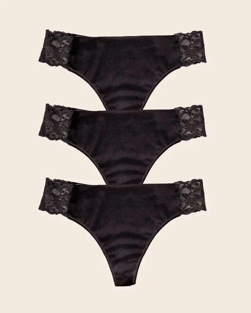 Pack de 3 culottes brésiliennes invisibles avec touches de dentelle sur les côtés