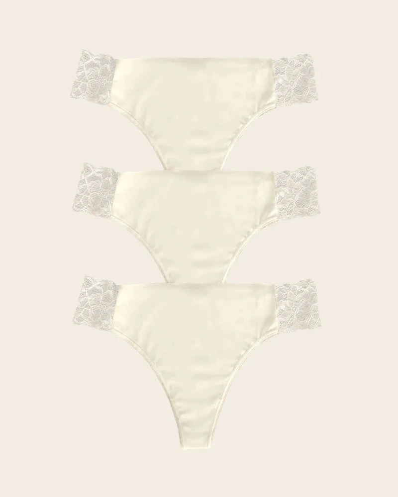 Pack de 3 culottes brésiliennes invisibles avec touches de dentelle sur les côtés
