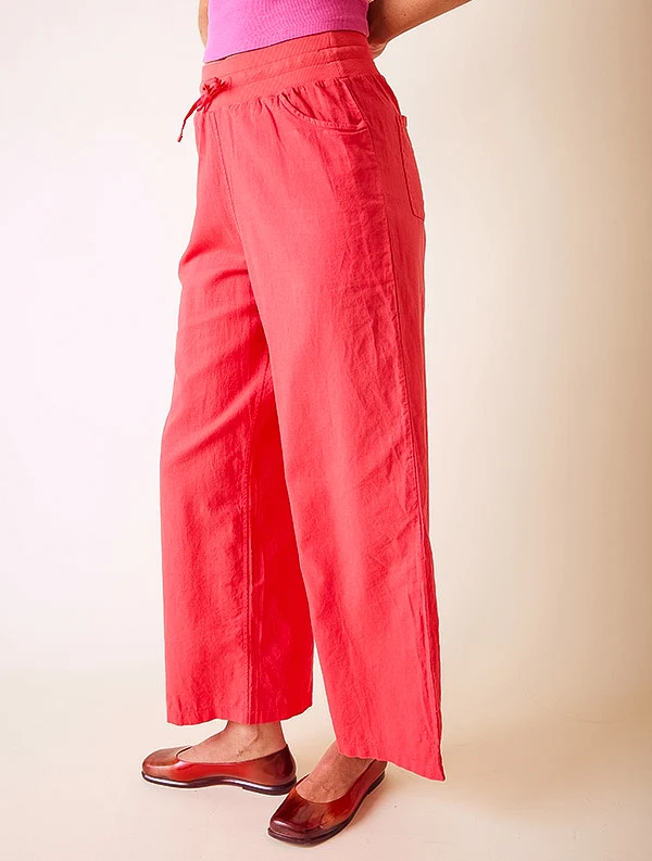 Pantalon Aloe - Lin/coton - Rouge-Pastèque