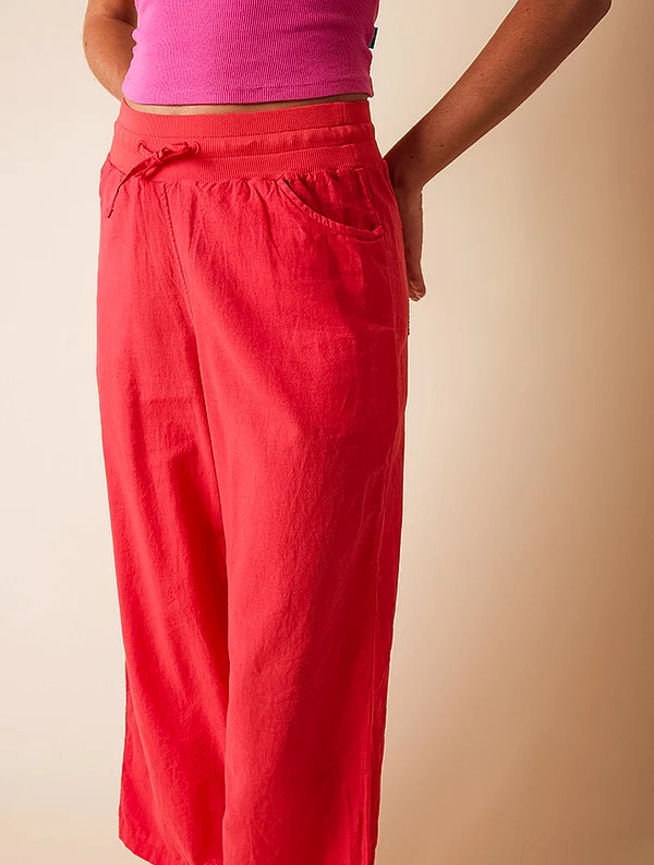 Pantalon Aloe - Lin/coton - Rouge-Pastèque