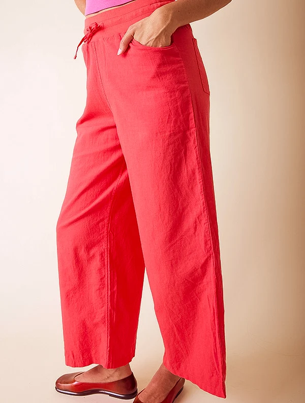 Pantalon Aloe - Lin/coton - Rouge-Pastèque