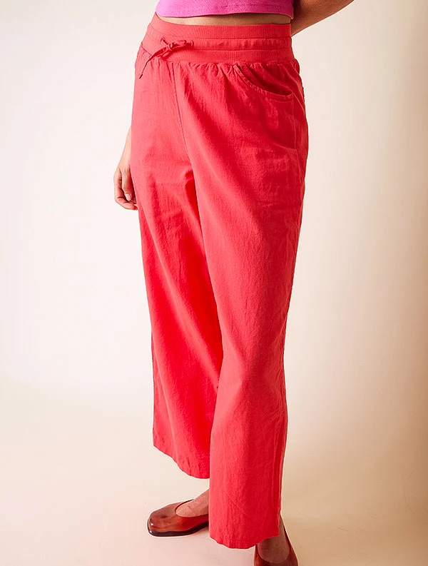 Pantalon Aloe - Lin/coton - Rouge-Pastèque
