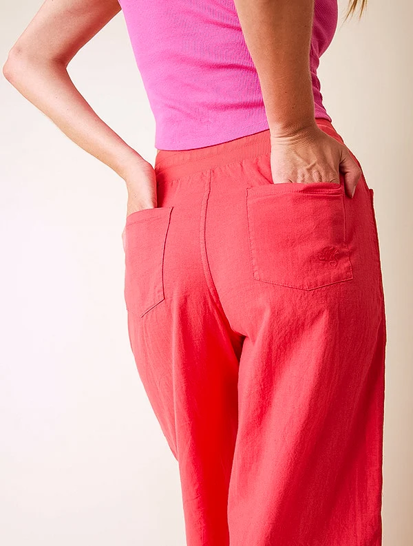 Pantalon Aloe - Lin/coton - Rouge-Pastèque