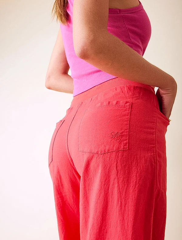 Pantalon Aloe - Lin/coton - Rouge-Pastèque