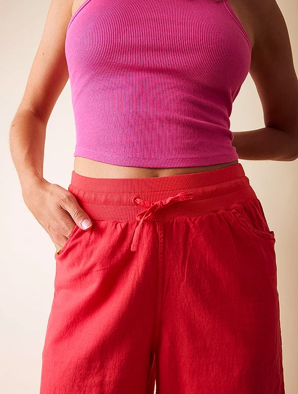 Pantalon Aloe - Lin/coton - Rouge-Pastèque