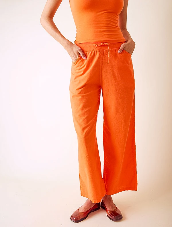 Pantalon Aloe - Lin/coton - Orange-Abricot