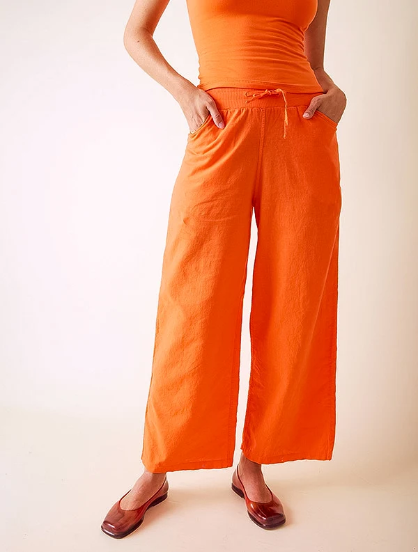 Pantalon Aloe - Lin/coton - Orange-Abricot