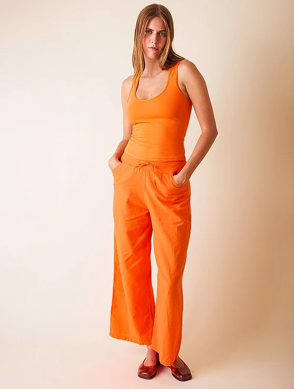 Pantalon Aloe - Lin/coton - Orange-Abricot