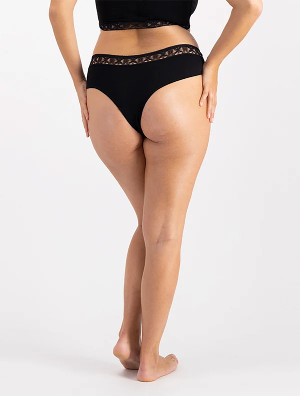 Tanga menstruel Maria - Coton Bio - Noir-Ebène 🩸