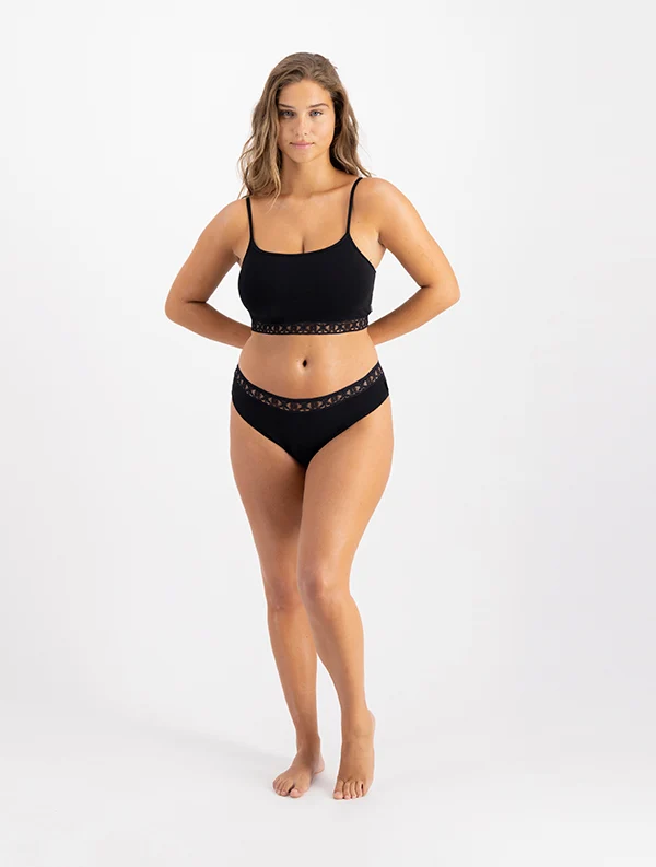 Tanga menstruel Maria - Coton Bio - Noir-Ebène 🩸