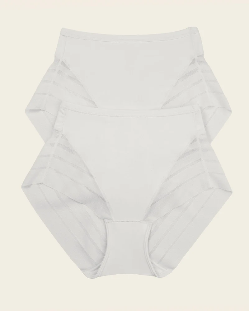 Lot de 2 Culottes Gainantes Classiques – Contrôle Modéré du Ventre et Bandes de Tulle