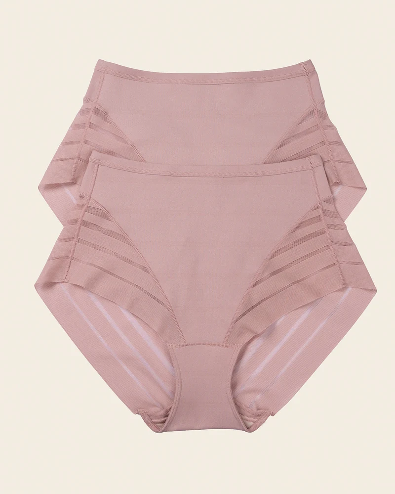 Lot de 2 Culottes Gainantes Classiques – Contrôle Modéré du Ventre et Bandes de Tulle